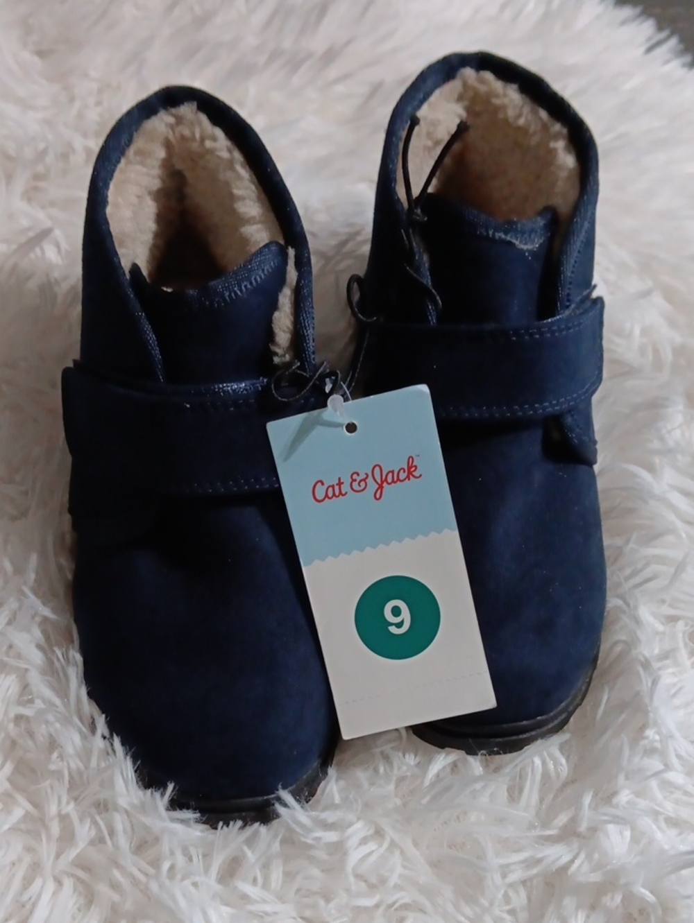 Cat & Jack Navy Blue Kids Winter Boots with Faux Fur